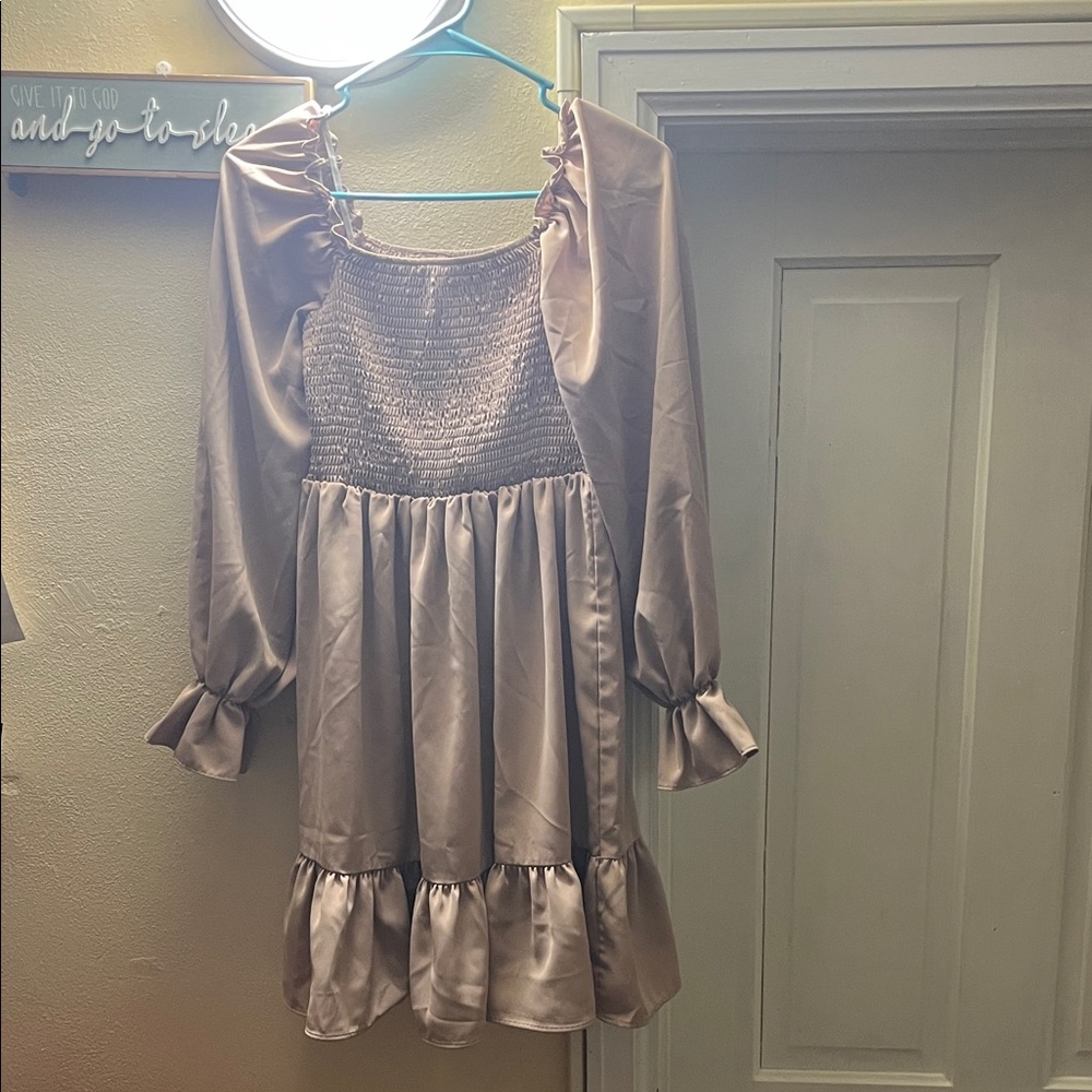 Elegant Satin Long Sleeve Dress